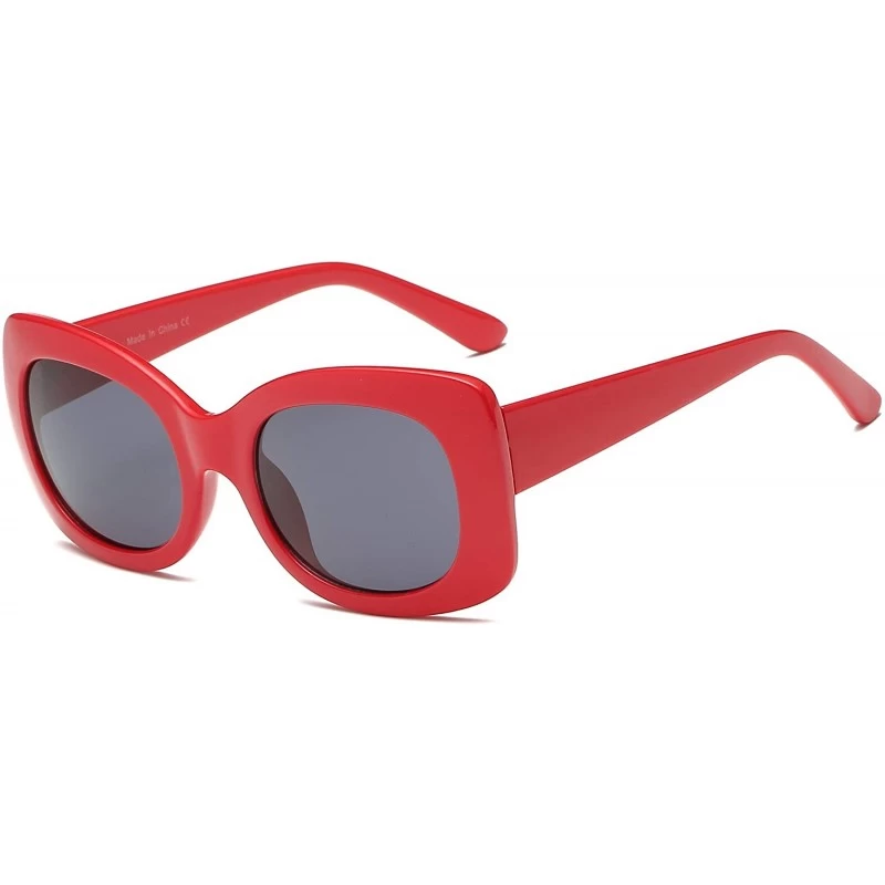 Square Women Retro Vintage Fashion Square Oversized Sunglasses - Red - C218I627034 $12.22