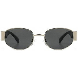 Oval Punk style Fashion Lady Brand Designer Oval Small Frame Sunglasses Vintage men Sun glasses UV400 - C718S883GOK $11.88