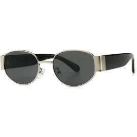 Oval Punk style Fashion Lady Brand Designer Oval Small Frame Sunglasses Vintage men Sun glasses UV400 - C718S883GOK $11.88