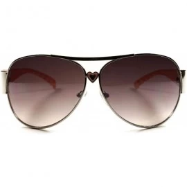 Aviator Stylish Designer Heart Shape Arm Sexy Womens Aviator Sunglasses - Silver / Pink - C718XHZ9H3Y $7.85