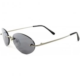 Round Rimless Classic Old Vintage Retro Indie Mens Womens Round Oval Sunglasses - Silver 2 - C8189AMULYS $26.46
