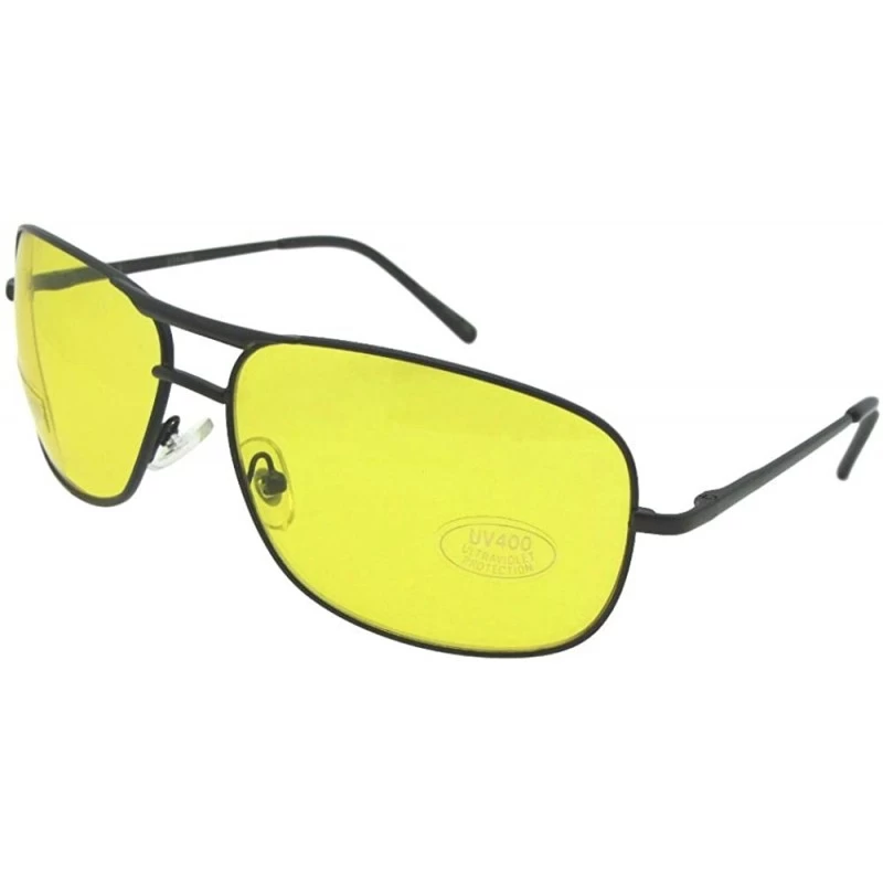 Aviator Modified Aviator Yellow Lens Sunglasses Y8 - Black Frame-yellow Lenses - CN189KDY4GY $9.02