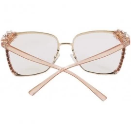 Square Sparkling Crystal Round Sunglasses UV Protection Rhinestone Sunglasses - Pearl Transparent Lens - C018ZYLGUCS $30.20