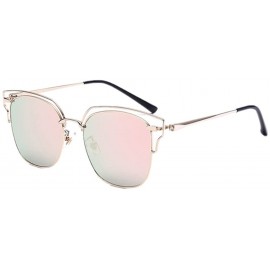 Semi-rimless Women Oversized Mirror UV400 Sunglass Female Shades Travel Glasses Eyewear - Pink - CZ1839M56X6 $20.08