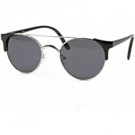 Round Metal Round Sunglasses P2192 - Black-smoke Lens - CZ125UM3PWJ $40.82