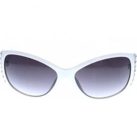 Oversized Women's Sunglasses Designer Fashion Rhinestone Vintage Floral Eyewear - White - CD11Q12151B $11.25