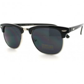Semi-rimless Men Women Sunglasses Half Frame Semi-Rimless Retro Classic Fashion - Black/Silver - CZ12O1WE6NW $19.91