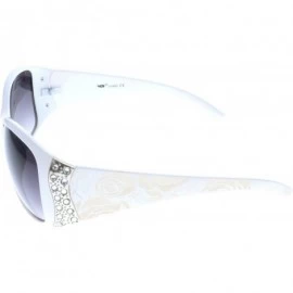 Oversized Women's Sunglasses Designer Fashion Rhinestone Vintage Floral Eyewear - White - CD11Q12151B $26.49