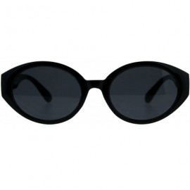 Oval Womens Plastic Oval Mod Round Retro Classic Sunglasses - All Black - CA18CGND29O $8.49