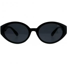 Oval Womens Plastic Oval Mod Round Retro Classic Sunglasses - All Black - CA18CGND29O $19.56