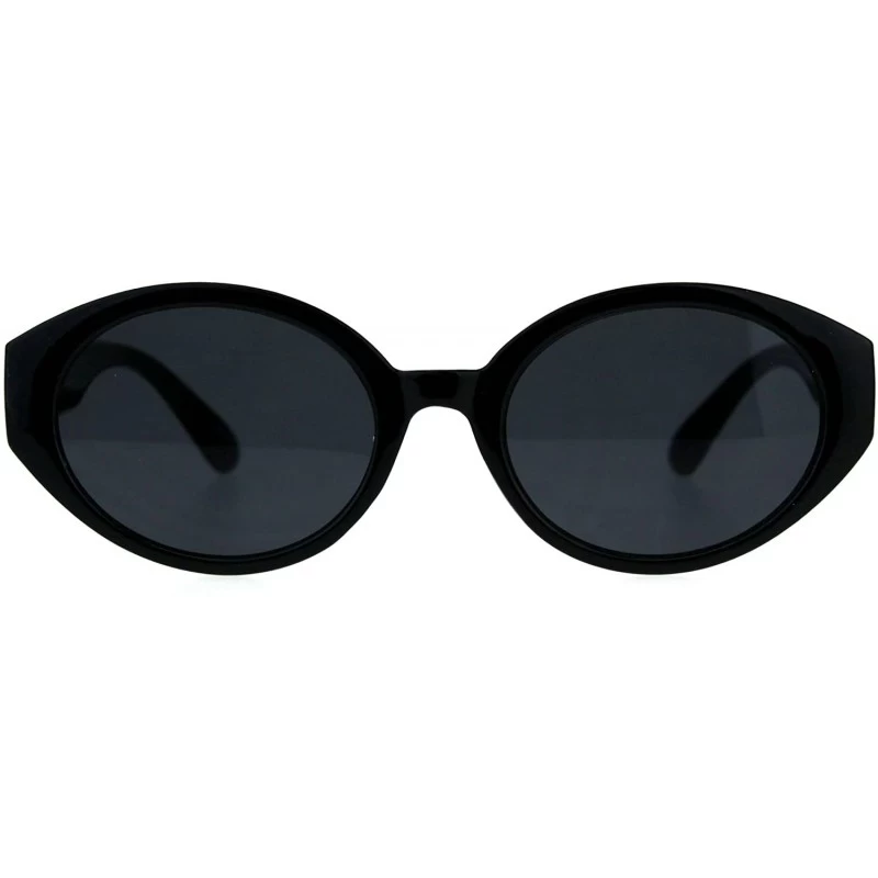 Oval Womens Plastic Oval Mod Round Retro Classic Sunglasses - All Black - CA18CGND29O $19.56
