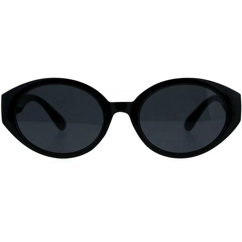 Oval Womens Plastic Oval Mod Round Retro Classic Sunglasses - All Black - CA18CGND29O $8.49