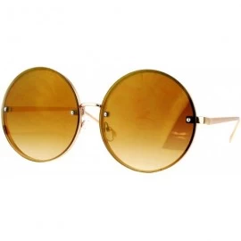 Round Super Oversized Round Sunglasses Womens Mirror Lens Back Metal Rims - Gold (Gold Brown Mirror) - CD185WXWUWC $17.72