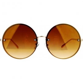 Round Super Oversized Round Sunglasses Womens Mirror Lens Back Metal Rims - Gold (Gold Brown Mirror) - CD185WXWUWC $7.13