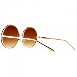 Round Super Oversized Round Sunglasses Womens Mirror Lens Back Metal Rims - Gold (Gold Brown Mirror) - CD185WXWUWC $7.13