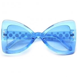 Oversized Women's Oversize Large Bow Tie Shape Tinted Lens Butterfly Sunglasses - Blue - CL1898YI9RT $8.83