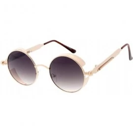 Shield SteamPunk Shield Brow Fashion Round Frame Sunglasses Ver 2.0 - Black - CS18U0OM7RM $8.57