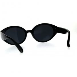 Oval Womens Plastic Oval Mod Round Retro Classic Sunglasses - All Black - CA18CGND29O $19.56