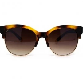 Wayfarer Womens Designer Luxury Half Horn Rim Diva Sunglasses - Tortoise - CL12HVJA17F $10.70