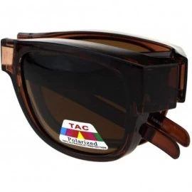 Square TAC Polarized Lens Foldable Fit Over Sunglasses Over The Glasses Folding Frame - Brown - CJ18R3H6E9C $12.93