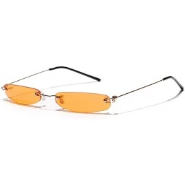 Rimless Narrow Rectangle Sunglasses Women Tiny Rimless Sun Glasses For Men Frameless - Clear Orange - CW18IDC65TG $11.04