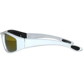 Sport White Frame Mirror Lens Sunglasses Motorcycle Bicycling - CR11SCR21CZ $11.58