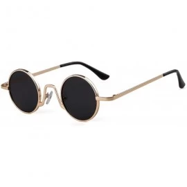 Round Retro Small Round Sunglasses for Men Women Vintage John Lennon Style Metal Frame - Gold Frame/Grey Lens - CD18KA8WA9X $...