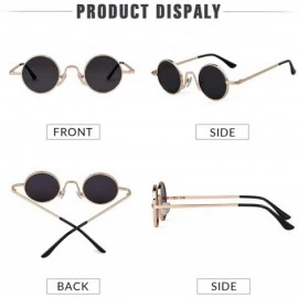Round Retro Small Round Sunglasses for Men Women Vintage John Lennon Style Metal Frame - Gold Frame/Grey Lens - CD18KA8WA9X $...