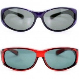 Rectangular 2 Women's Polarized Fit Over Oval Sunglasses Wear Over Eyeglasses - Red / Purple - CG12KLY6XMF $52.62
