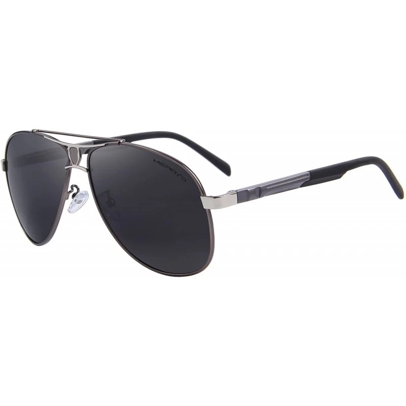 Oversized HD Polarized Aluminum Sunglasses Luxury Shades Shield Series S8086 - Gray - CF12ILSGYQD $20.83