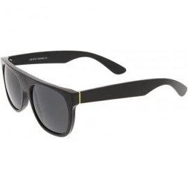 Aviator Modern Super Flat-Top Wide Temple Horn Rimmed Sunglasses 55mm - Shiny Black / Smoke - C712MYDN1X9 $19.02
