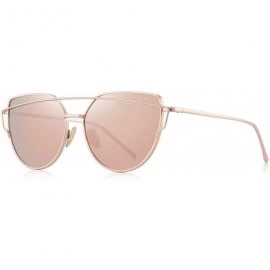 Square Fashion Women Cat Eye Sunglasses Coating Mirror Lens Sun glasses UV400 S7882 - Pink - CL12FYY9W9X $24.21