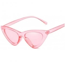 Oval Sexy Cat Eye Sunglasses Women Mirror Black Triangle Sun Glasses Lens Shades Eyewear UV400 - Pink - CE19858X0DG $48.51