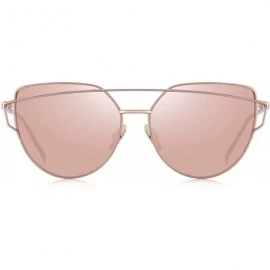 Square Fashion Women Cat Eye Sunglasses Coating Mirror Lens Sun glasses UV400 S7882 - Pink - CL12FYY9W9X $12.89