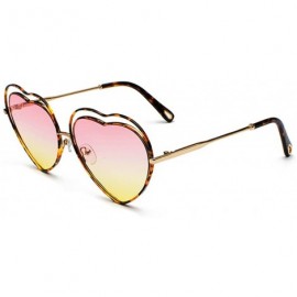 Butterfly Men's & Women's Glasses Metal Frame Colored Gradient Lens Sunglasses - Leopard Yellow Powder - CW18EQELG9Y $24.94