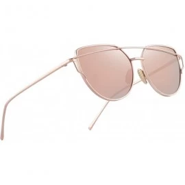 Square Fashion Women Cat Eye Sunglasses Coating Mirror Lens Sun glasses UV400 S7882 - Pink - CL12FYY9W9X $12.89