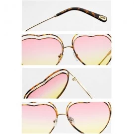 Butterfly Men's & Women's Glasses Metal Frame Colored Gradient Lens Sunglasses - Leopard Yellow Powder - CW18EQELG9Y $13.22