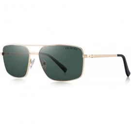 Square Men's Driving Polarized Sunglasses Metal Frame UV400 Protection - Gold&g15 - C218QHYTKZS $18.67