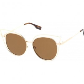 Cat Eye Oversize Metal Cutout Frame Arrow Accent Flat Lens Cat Eye Sunglasses 57mm - Gold-gold / Brown - CB12NRWQ5DD $7.94