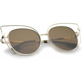 Cat Eye Oversize Metal Cutout Frame Arrow Accent Flat Lens Cat Eye Sunglasses 57mm - Gold-gold / Brown - CB12NRWQ5DD $7.94