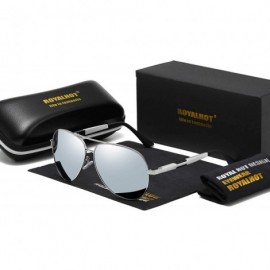 Aviator Driving Aviator Sunglasses for Men Polarized 100% UV 400 protection Al-Mg Metal Frame 900p64 - Silver - CF18X6XTTD7 $...