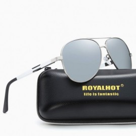 Aviator Driving Aviator Sunglasses for Men Polarized 100% UV 400 protection Al-Mg Metal Frame 900p64 - Silver - CF18X6XTTD7 $...