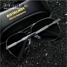 Aviator Driving Aviator Sunglasses for Men Polarized 100% UV 400 protection Al-Mg Metal Frame 900p64 - Silver - CF18X6XTTD7 $...