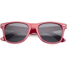 Wayfarer Retro Wide Temples Neutral-Colored Lens Horn Rimmed Sunglasses 55mm - Red / Smoke - C112N3BMGPX $11.32