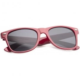 Wayfarer Retro Wide Temples Neutral-Colored Lens Horn Rimmed Sunglasses 55mm - Red / Smoke - C112N3BMGPX $11.32