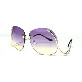 Round Unique Design Rimless Round Sunglasses Plain and Color With Box - Gold-purpleyellow - CT12L0X5X31 $20.23