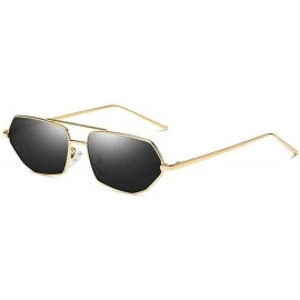 Square New polygon ladies fashion irregular metal frame square brand luxury designer women's sunglasses - Gold&black - CQ18TC...