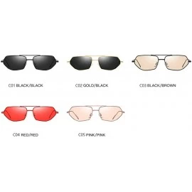 Square New polygon ladies fashion irregular metal frame square brand luxury designer women's sunglasses - Gold&black - CQ18TC...