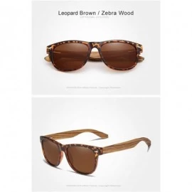 Square Genuine Zebra wood sunglasses square men polarized UV400 - Brown - C518ZY9WO9Q $19.68