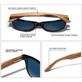 Square Genuine Zebra wood sunglasses square men polarized UV400 - Brown - C518ZY9WO9Q $19.68